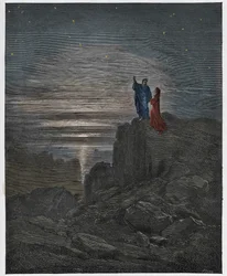 Inferno, Gesang 34: Die Dichter entkommen der Hölle (Illustration aus Die Göttliche Komödie von Dante Alighieri, 1885)